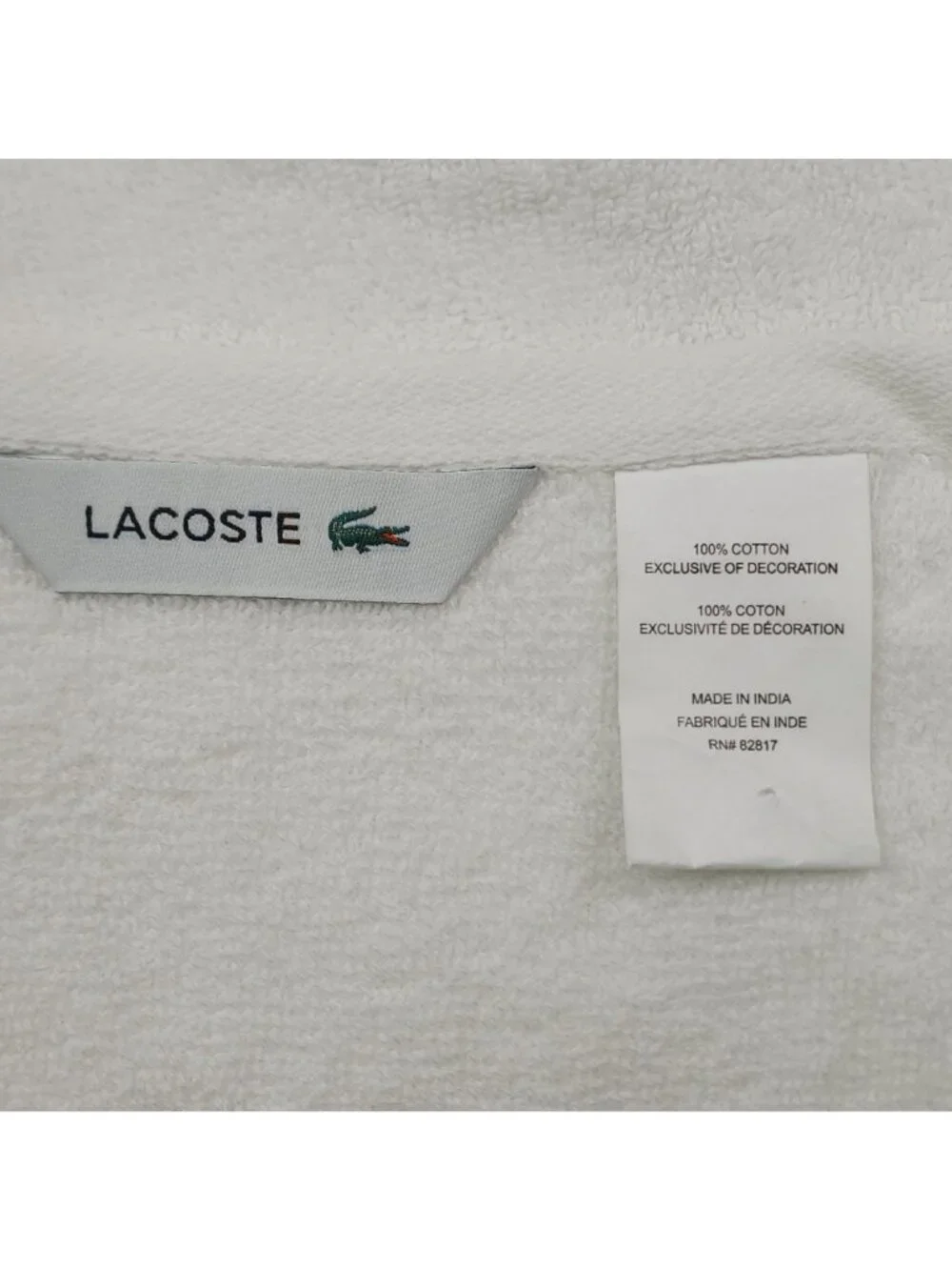 Lacoste White Bath Towel 30